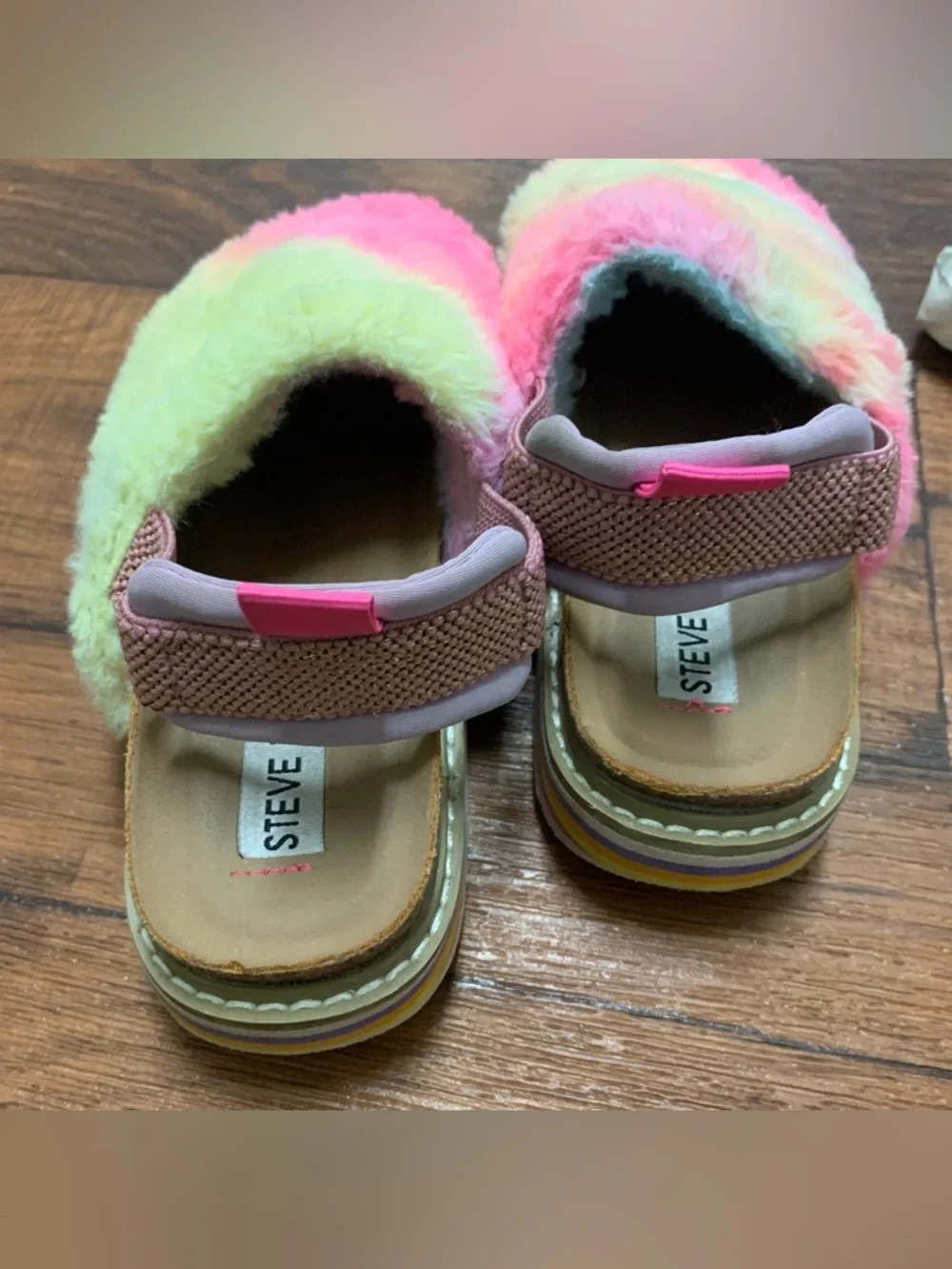 Steve Madden Kids JCOZEE Rainbow Tiedye Sling Back Platform Slipper Sz 12